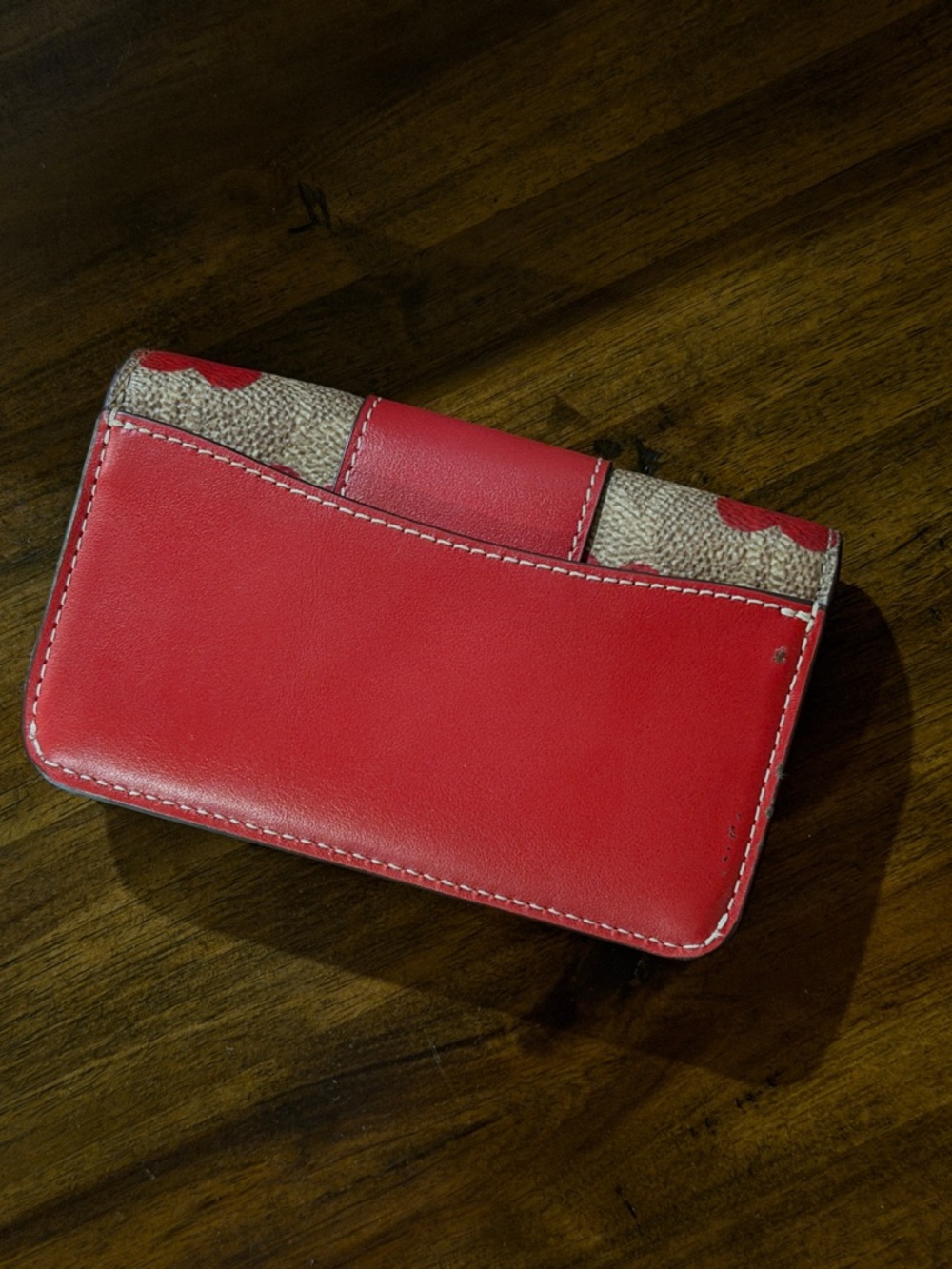 COACH Red and Tan Heart Print Slim Card Case In Signature Canvas Style CF281 - Picture 5 of 13
